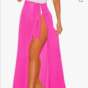 Pink Rose Chiffon Ruffle Maxi Tie Skirt Cover-Up – Size M (Brand New)